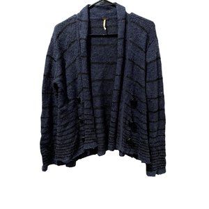 Free People Wool Blend Rabbit Hair Striped Slouchy Sweater Cardigan Size Small |